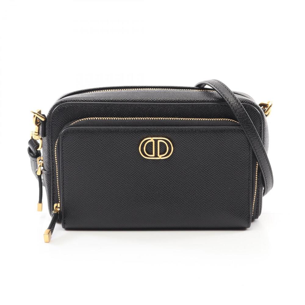 Dior Calo Double Clutch Shoulder Bag Leather Black